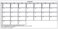 Choisissez les zones des vacances scolaires à afficher dans ce calendrier de janvier 2018