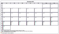 Choisissez les zones des vacances scolaires à afficher dans ce calendrier de décembre 2018