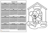 Calendrier 2018 à colorier annuel, format paysage, pour enfants