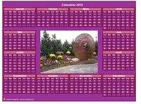 Calendrier 2018 photo annuel à imprimer, fond rose, format paysage, sous-main ou mural