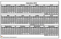Calendrier 2018 format paysage