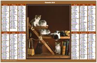 Calendrier 2018 annuel de style calendrier des postes avec des chats