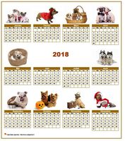 Calendrier 2018 annuel spécial 'chiens' avec 10 photos