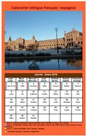 Calendrier mensuel 2018 bilingue français / espagnol