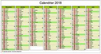 Calendrier semestriel 2018 de sept mois (décembre à juin et juillet à janvier)