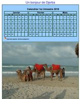 Calendrier 2018 à imprimer trimestriel, format mini, fond bleu, avec photo