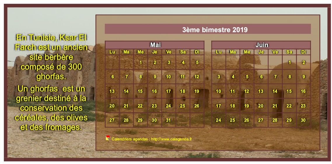 Calendrier 2019 à imprimer, bimestriel, artistique, format mini de poche, avec photo Calendrier 2019 à imprimer, bimestriel, artistique, format mini de poche, avec photo