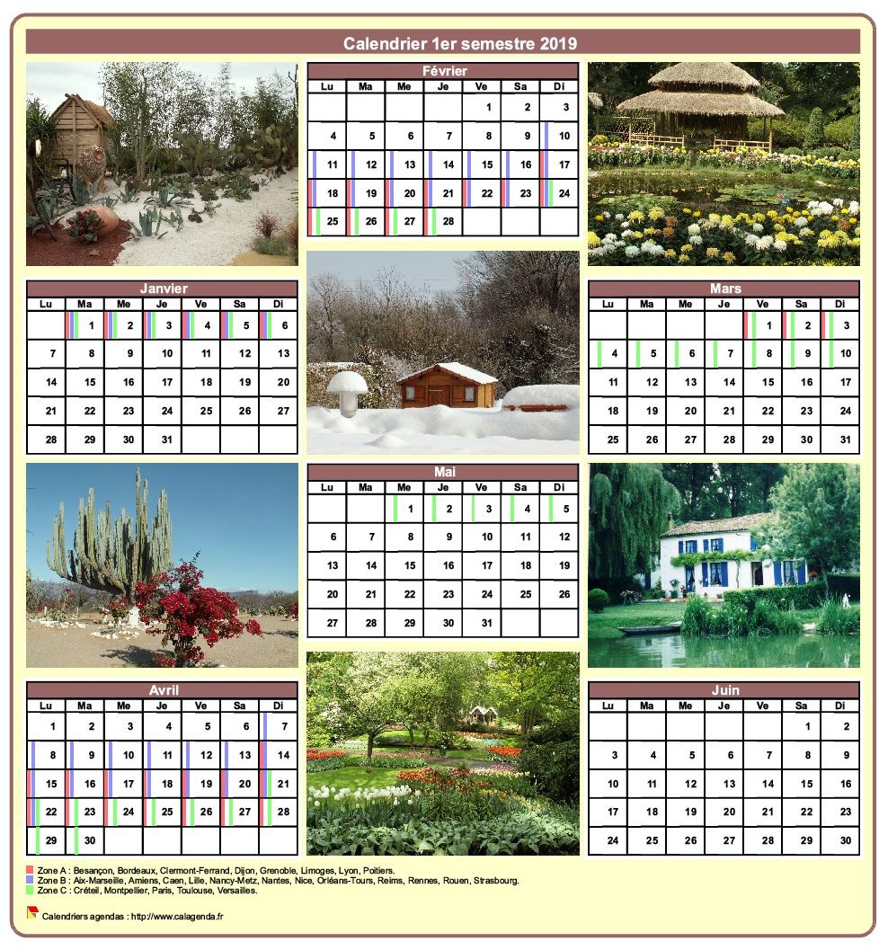 Calendrier 2019 semestriel avec une photo différente chaque mois Calendrier 2019 semestriel avec une photo différente chaque mois