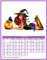 Calendrier d'octobre 2019 femmes