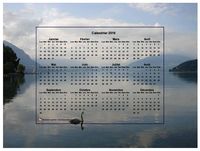 Calendrier 2019 annuel, format paysage, quatre colonnes par trois lignes, incrusté au centre d'une photo