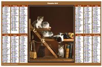 Calendrier 2019 annuel de style calendrier des postes avec des chats