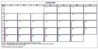 Choisissez les zones des vacances scolaires à afficher dans ce calendrier d'octobre 2020
