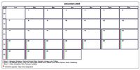 Choisissez les zones des vacances scolaires à afficher dans ce calendrier de décembre 2020