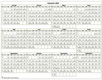 Calendrier 2020 à imprimer, annuel avec les fêtes, format paysage, sous-main ou mural Calendrier 2020 à imprimer, annuel avec les fêtes, format paysage, sous-main ou mural