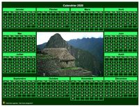 Calendrier 2020 photo annuel à imprimer, fond vert, format paysage Calendrier 2020 photo annuel à imprimer, fond vert, format paysage