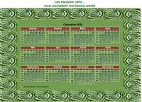 Calendrier 2020 décoratif annuel à imprimer, avec cadre photo vert