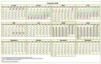 Calendrier 2020 annuel à imprimer, avec les vacances scolaires, format paysage Calendrier 2020 annuel à imprimer, avec les vacances scolaires, format paysage