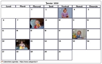 Calendrier de mars 2020 avec photos d'anniversaires dans les cases