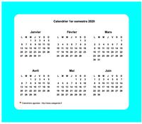 Calendrier 2020 semestriel avec bordure