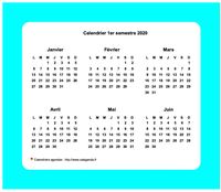 Calendrier 2020 semestriel avec bordure