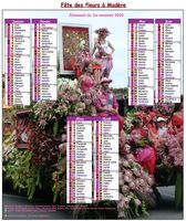 Calendrier 2020 semestriel fête des fleurs à Madère