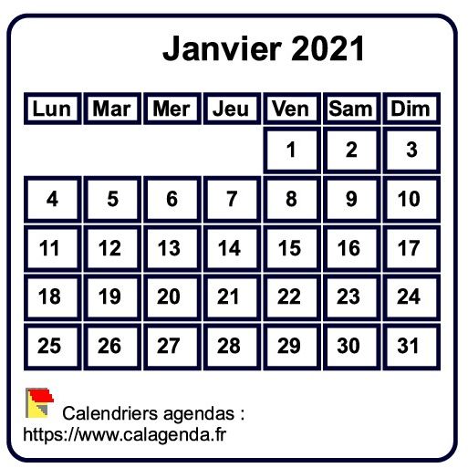 Calendrier mensuel 2021 à imprimer, fond blanc, taille mini, format poche, spécial portefeuille