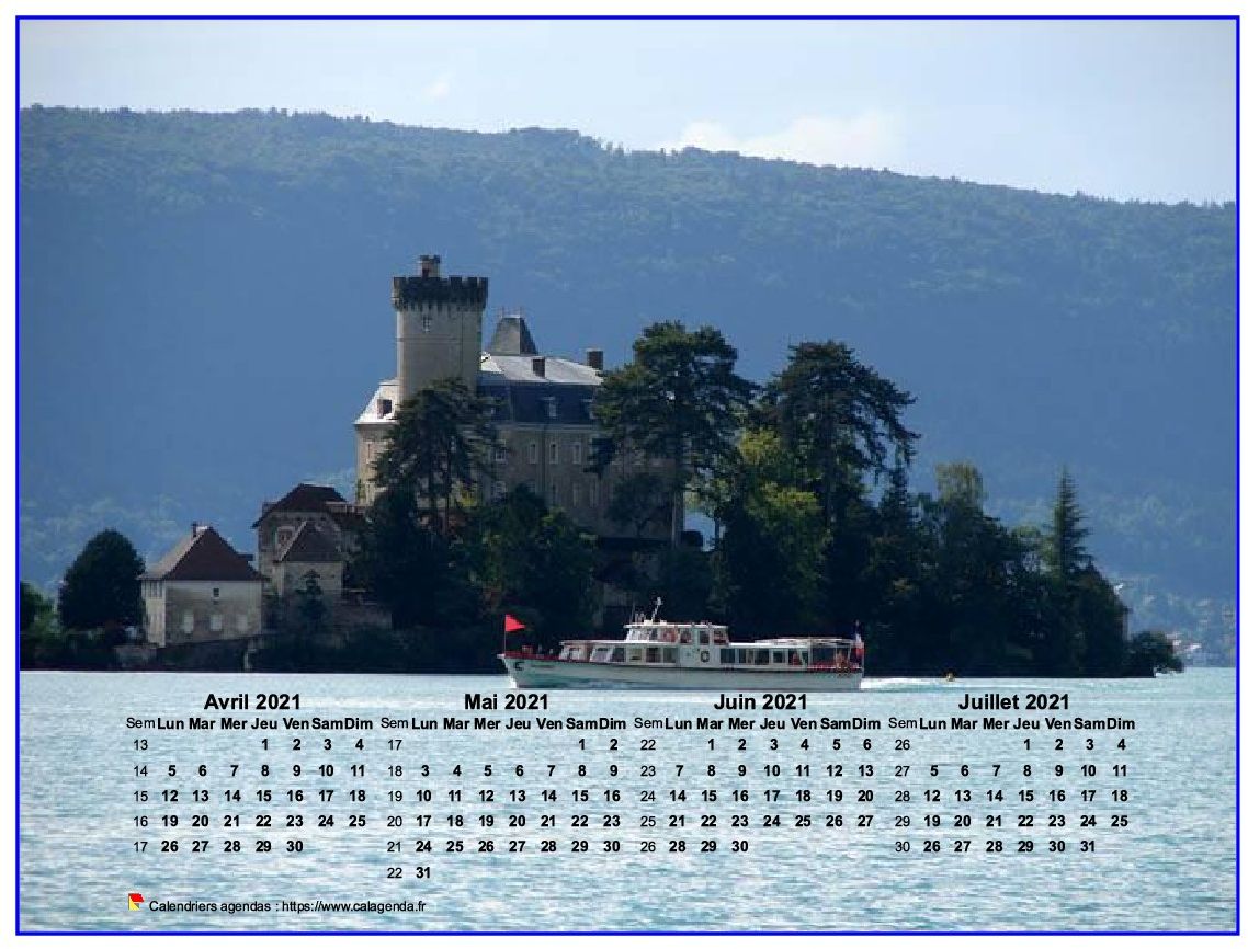 Calendrier à imprimer de quatre mois, format paysage, incrusté sur la partie inférieure d'une photo