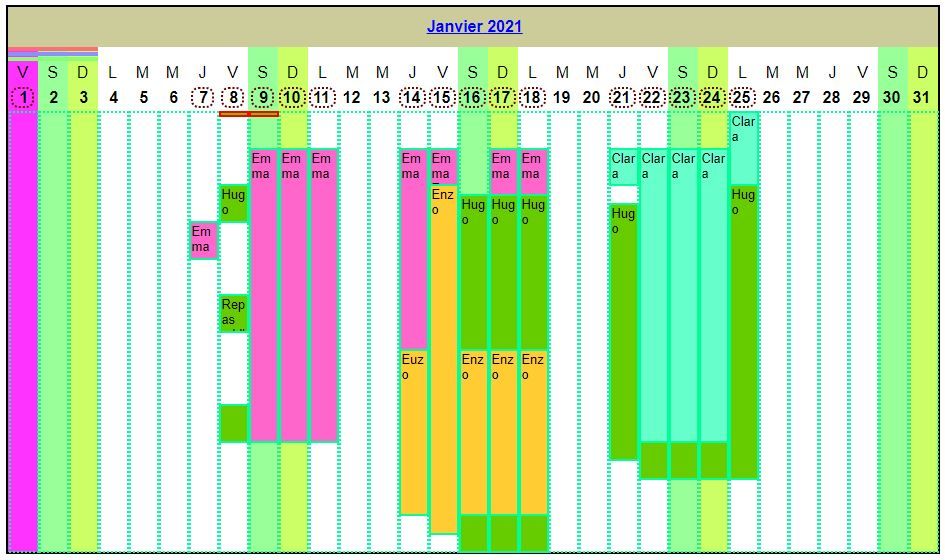 Calendrier planning horizontal Calendrier planning horizontal