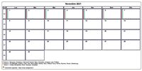Choisissez les zones des vacances scolaires à afficher dans ce calendrier de novembre 2021