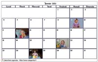 Calendrier mensuel 2021 avec photos d'anniversaires dans les cases