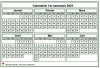 Calendrier 2021 à imprimer, semestriel, format mini de poche, fond blanc