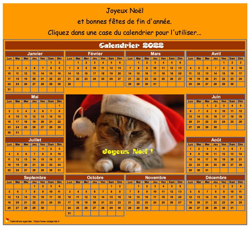 Calendrier 2022 spécial Noël