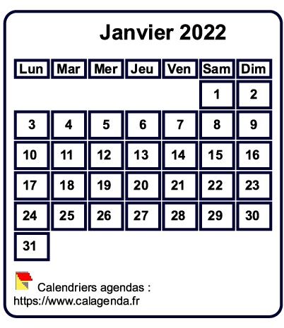 Calendrier mensuel 2022 à imprimer, fond blanc, taille mini, format poche, spécial portefeuille