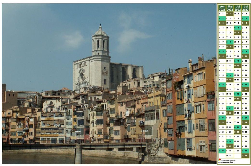 Calendrier à imprimer de quatre mois, format paysage, une colonne par mois,à droite d'une photo Calendrier à imprimer de quatre mois, format paysage, une colonne par mois,à droite d'une photo