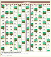 Calendrier 2022 annuel de 12 colonnes, avec agenda synthétique