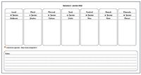 Calendrier hebdomadaire à imprimer de format paysage avec notes en bas de page