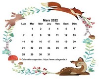 Calendrier d'avril 2022 style flore et faune