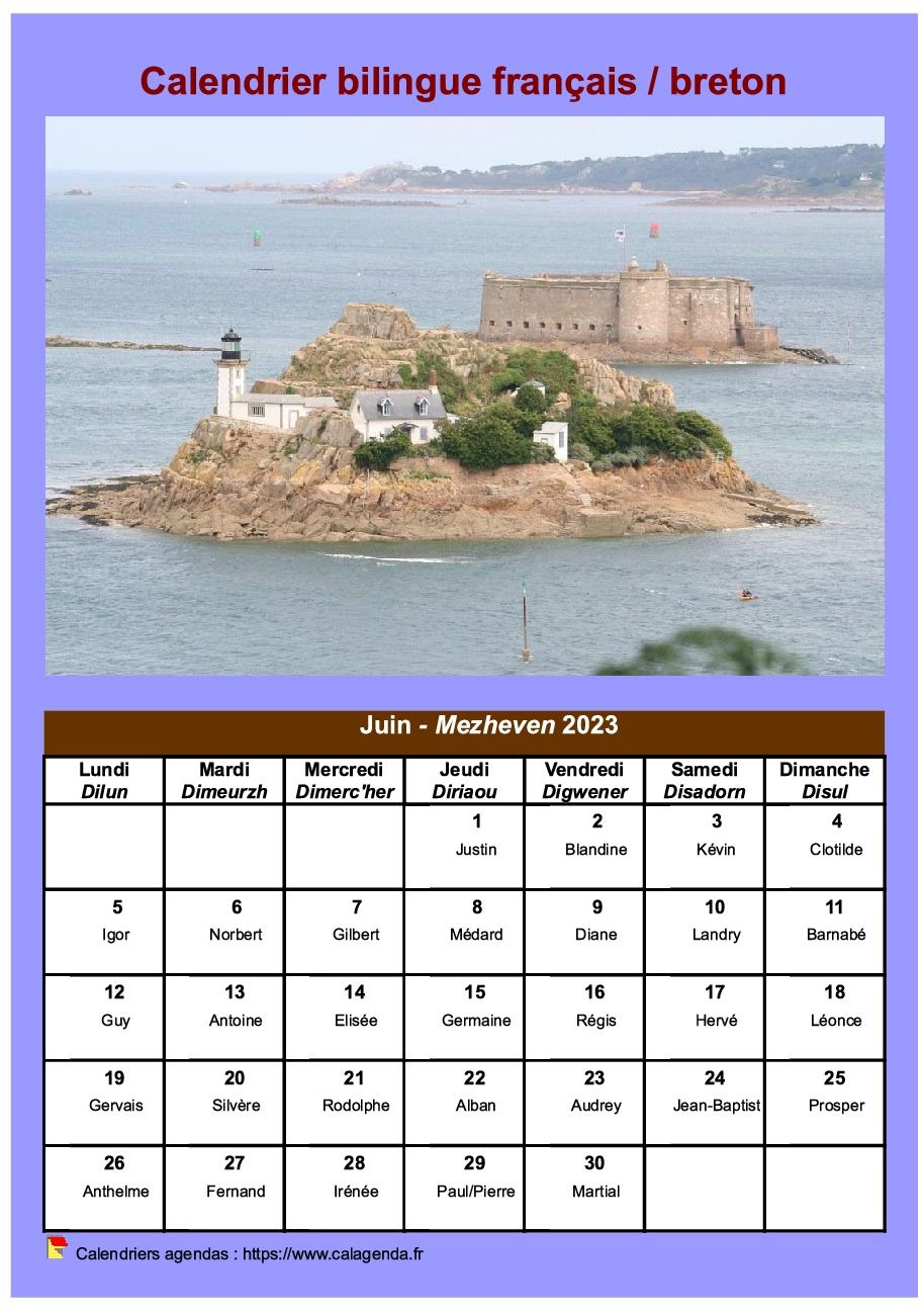 Calendrier mensuel 2023 breton
