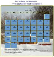 Calendrier 2023 agenda de mars artistique avec photo et légende, paysage hivernal