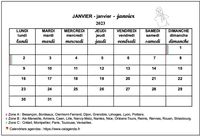 Calendrier de janvier 2023 école primaire et maternelle