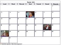 Calendrier de mars 2023 avec photos d'anniversaires dans les cases