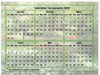 Calendrier à imprimer semestriel, format paysage, avec photo en fond de calendrier