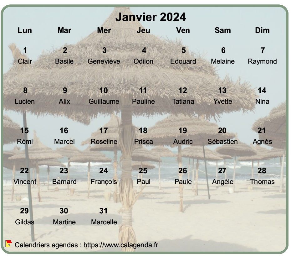 Calendrier mensuel 2024 à imprimer, en transparence sur une photo Calendrier mensuel 2024 à imprimer, en transparence sur une photo