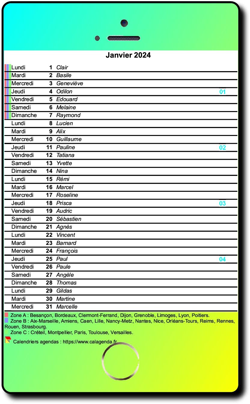 Calendrier mensuel 2024, style iPhone Calendrier mensuel 2024, style iPhone