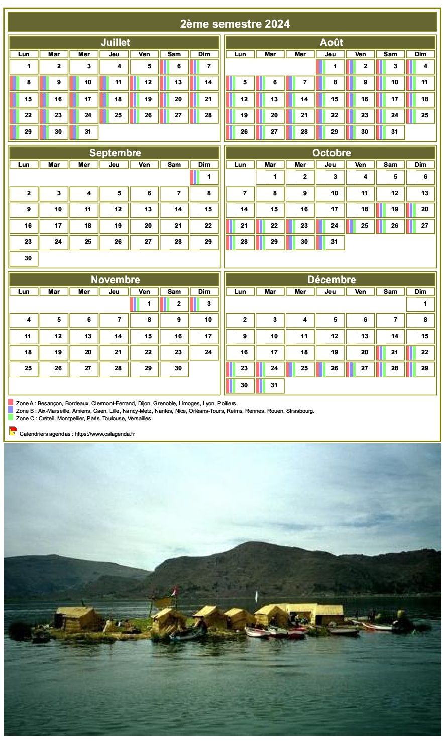 Modèle par défaut du calendrier agenda semestriel, 2 colonnes par 3 lignes Modèle par défaut du calendrier agenda semestriel, 2 colonnes par 3 lignes