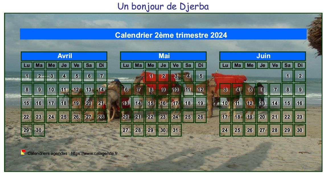 Calendrier 2024 à imprimer artistique trimestriel, format mini de poche, avec photo
