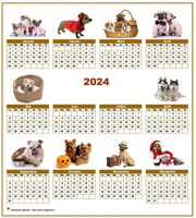Calendrier 2024 annuel spécial 'chiens' avec 10 photos