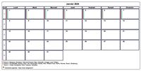 Calendrier mensuel agenda détaillé, format paysage