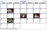 Calendrier de février 2024 avec photos d'anniversaires dans les cases