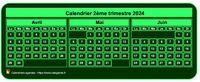 Calendrier 2024 à imprimer trimestriel, format mini de poche, fond vert